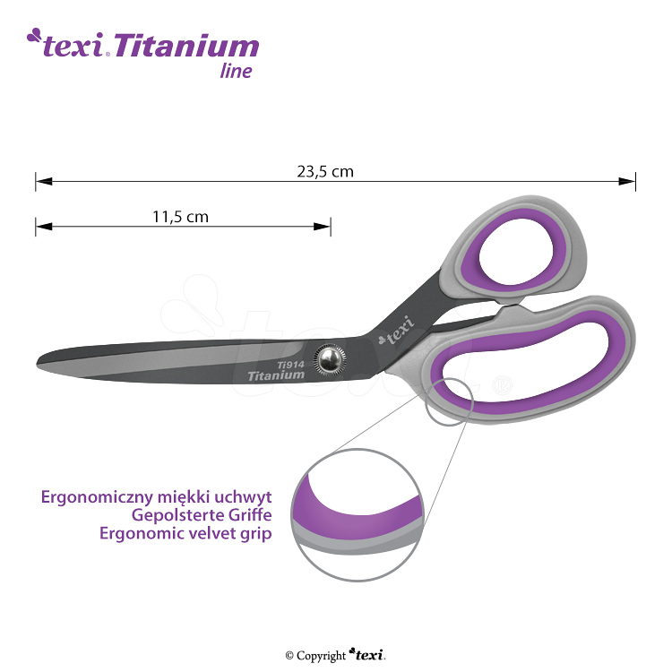Texi Titanium Ti914 Skräddarsax (23,5cm) texi titanium ti914 9 1 4 23 5 cm titanium coated professional dressmaker shears
