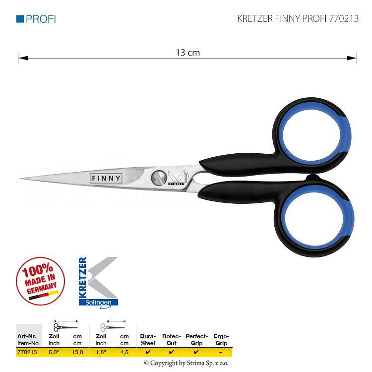 kretzer finny profi 770213 embroidery scissors for precise cutting length 5 13 cm pointed tips