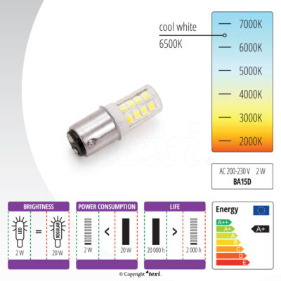 texi led ba15d led lamp for household sewing machines 230 v 2 w